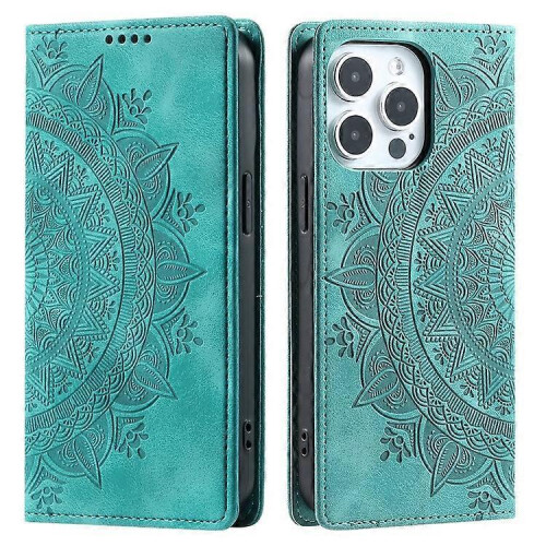 (LightGreen) Compatible For iPhone 14 Pro Max Case Magnetic Closure Leather Phone Cover