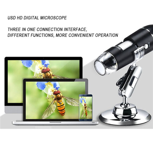 5X 3 In 1 USB Digital Microscope, Endoscopic Camera, Adjustable Magnification with PC Bracket, 1600X 2