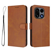 (Brown) Compatible For OnePlus 15 5G Wallet Case RFID Calf Texture Leather Stand Phone Cover with Strap