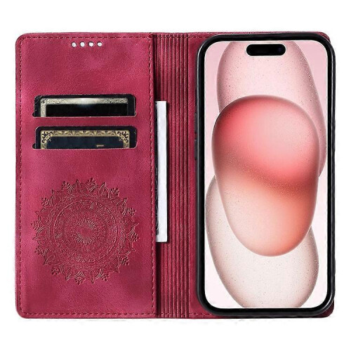 (Pink) Compatible For iPhone 14 Pro Max Case Magnetic Closure Leather Phone Cover 1
