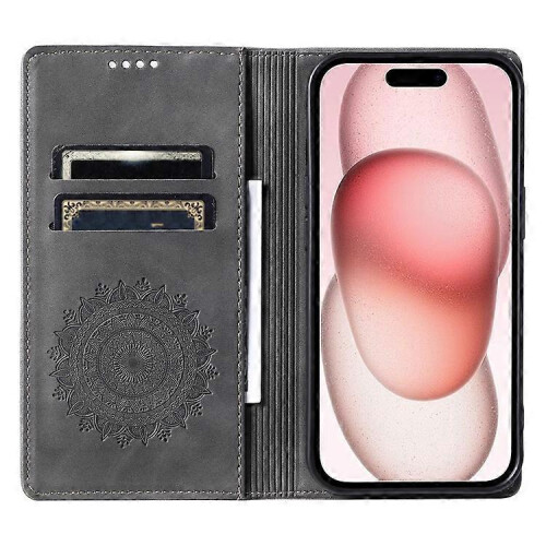 (Grey) Compatible For iPhone 14 Pro Max Case Magnetic Closure Leather Phone Cover 1