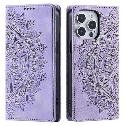 (Purple) Compatible For iPhone 14 Pro Max Case Magnetic Closure Leather Phone Cover