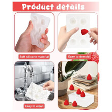 6 Cavity 3D Strawberry Chocolate Mold Silicone Fruit Mold for Fondant, Resin, Cake Topper, Cupcake Decorating Tools