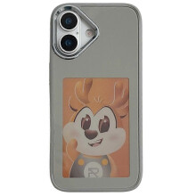 (Grey) Compatible For iPhone 17 Smart E-Ink Phone Case 4 Color HD 4 inch Display NFC DIY Customized Screen