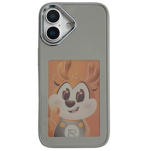 (Grey) Compatible For iPhone 17 Smart E-Ink Phone Case 4 Color HD 4 inch Display NFC DIY Customized Screen