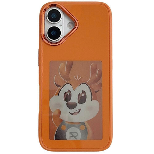 (Orange) Compatible For iPhone 17 Smart E-Ink Phone Case 4 Color HD 4 inch Display NFC DIY Customized Screen