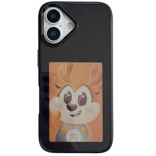 (Black) Compatible For iPhone 17 Smart E-Ink Phone Case 4 Color HD 4 inch Display NFC DIY Customized Screen