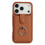 (Brown) Compatible For iPhone 17 Pro Case with Ring Kickstand Drawing Type Card Slots Leather Back Cover 2