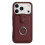 (WineRed) Compatible For iPhone 17 Pro Case with Ring Kickstand Drawing Type Card Slots Leather Back Cover 2