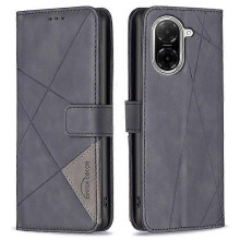 (Black) BINFEN COLOR Compatible For Xiaomi Redmi A5 4G (171.7mm) Phone Cases Wallet Stand Geometry Imprinted Leather Cover
