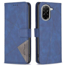 (Blue) BINFEN COLOR Compatible For Xiaomi Redmi A5 4G (171.7mm) Phone Cases Wallet Stand Geometry Imprinted Leather Cover