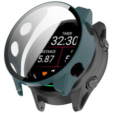 (Green) Compatible For Garmin Forerunner 970 Watch Case WANLONFENG PC Frame Cover with Tempered Glass Screen Protector