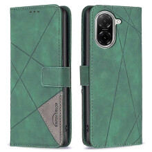 (Green) BINFEN COLOR Compatible For Xiaomi Redmi A5 4G (171.7mm) Phone Cases Wallet Stand Geometry Imprinted Leather Cover
