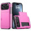(Pink) Compatible For iPhone 17 Pro Case with Card Holder TPU + PC Phone Back Cover 1