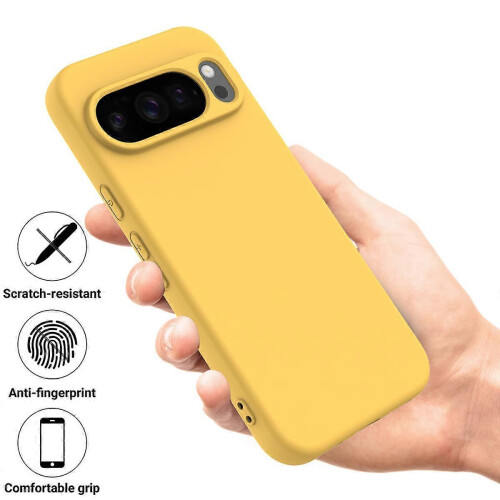 (Yellow) Compatible For Google Pixel 10 Pro XL Case Liquid Silicone Phone Back Cover with Hand Strap 1