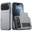(Grey) Compatible For iPhone 17 Pro Case with Card Holder TPU + PC Phone Back Cover 1