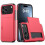 (Red) Compatible For iPhone 17 Pro Case with Card Holder TPU + PC Phone Back Cover 1