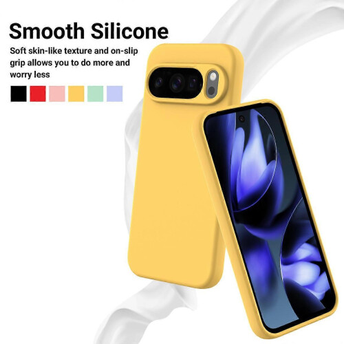 (Yellow) Compatible For Google Pixel 10 Pro XL Case Liquid Silicone Phone Back Cover with Hand Strap 2