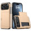 (Gold) Compatible For iPhone 17 Pro Case with Card Holder TPU + PC Phone Back Cover 1