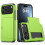 (Green) Compatible For iPhone 17 Pro Case with Card Holder TPU + PC Phone Back Cover 1