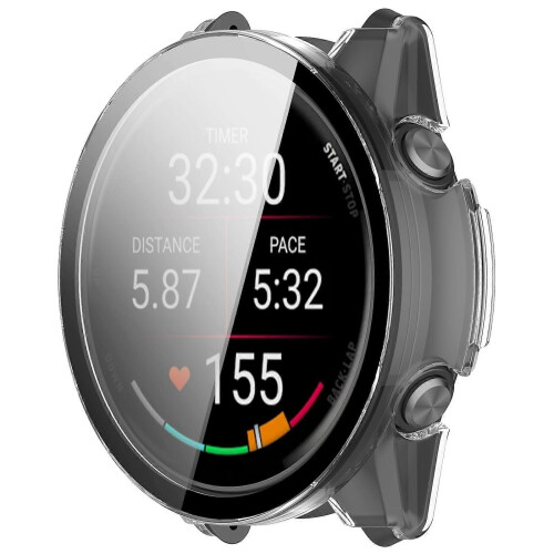 (Transparent) Compatible For Garmin Forerunner 970 Watch Case WANLONFENG PC Frame Cover with Tempered Glass Screen Protector 1