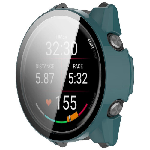(Green) Compatible For Garmin Forerunner 970 Watch Case WANLONFENG PC Frame Cover with Tempered Glass Screen Protector 1