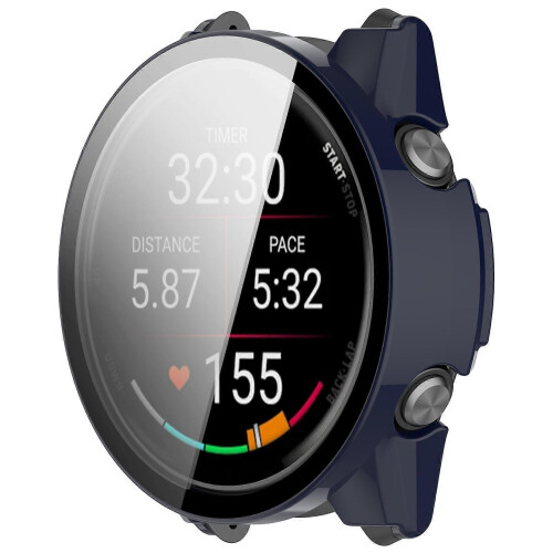 (Blue) Compatible For Garmin Forerunner 970 Watch Case WANLONFENG PC Frame Cover with Tempered Glass Screen Protector 1