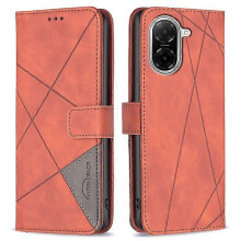 (Brown) BINFEN COLOR Compatible For Xiaomi Redmi A5 4G (171.7mm) Phone Cases Wallet Stand Geometry Imprinted Leather Cover