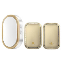 (Gold) CACAZI FA99 Wireless Doorbell Kit Home Door Bell 36 Melodies Alarm 4 Adjustable Volume Levels, 1 Receiver and 2 Transmitter