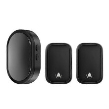 (Black) CACAZI FA99 Wireless Doorbell Kit Home Door Bell 36 Melodies Alarm 4 Adjustable Volume Levels, 1 Receiver and 2 Transmitter