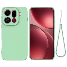 (Green) Compatible For Oppo Find X9 Pro 5G Liquid Silicone Case Phone Back Cover with Hand Strap