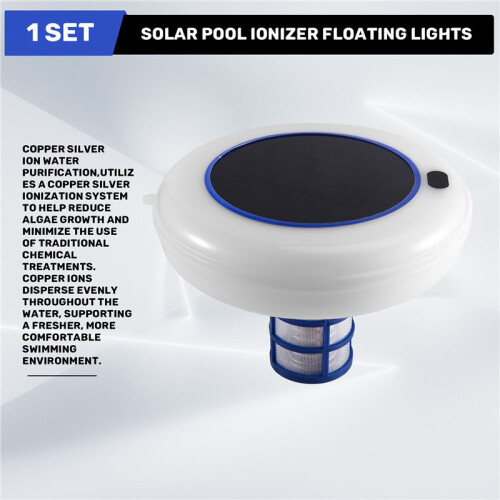 Solar Pool Ionizer Floating Lights Copper Silver Ion Swimming Pool Purifier/Filter RGB Color Changing Light 1