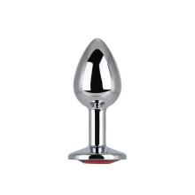 Toosh Silver Metal Butt Plug Small Red Stone
