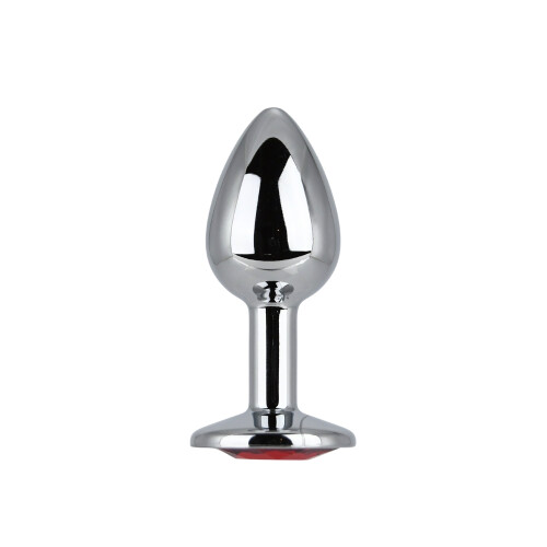 Toosh Silver Metal Butt Plug Small Red Stone