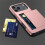 (Grey) Compatible For iPhone 17 Pro Case with Card Holder TPU + PC Phone Back Cover 3