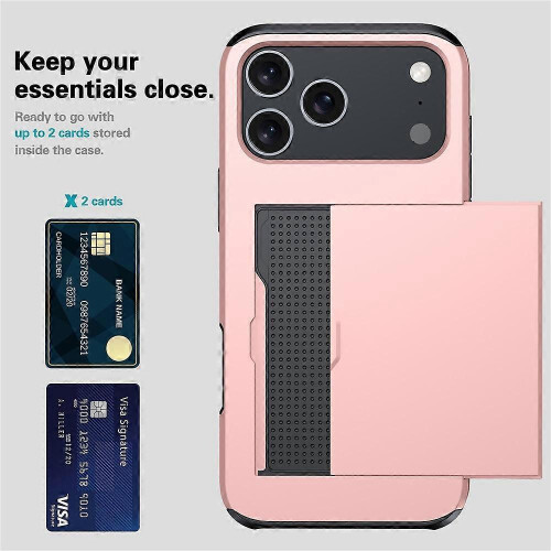 (Green) Compatible For iPhone 17 Pro Case with Card Holder TPU + PC Phone Back Cover 1