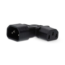 Enchufe de extensión | IEC-320-C13 | IEC-320-C14 | Ángulo recto | Niquelado | PVC | Negro | Caja | 1 PC.