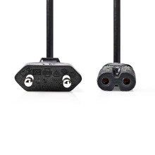 Cable de alimentación | Hombre euro | IEC-320-C7 | Recto | Recto | Niquelado | 0,50m | Piso | PVC | Negro | Etiqueta