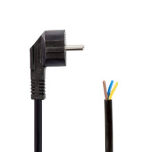 Câble d'alimentation | Connecteur d'alimentation mâle | Ouvert | Angulaire | Droit | Nickelé | 3.00 m | Rond | PVC | Noir | Etiquette