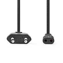 Cable de alimentación | Hombre euro | IEC-320-C1 | Recto | Recto | Niquelado | 2,00 metros | Piso | PVC | Negro | Cajas