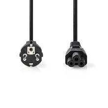 Câble d'alimentation | Connecteur d'alimentation mâle | IEC-320-C5 | Droit | Droit | Nickelé | 2.00 m | Rond | PVC | Noir | Etiquette
