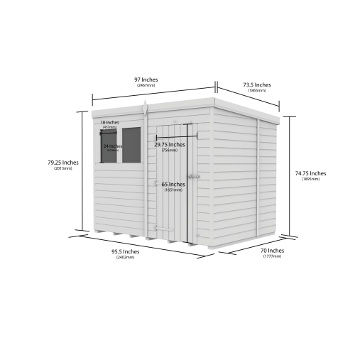8 x 6 Pent Shed Tanalised (Single Door, With Windows) 2