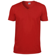 (2XL, Red) Gildan Mens Soft Style V-Neck Short Sleeve T-Shirt