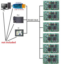 Módulo de Sensor de Temperatura Modbus 2CH Placa Adaptadora RS485 para Gravador Sem Papel PLC Controles Termostáticos, com Pino