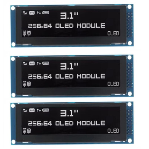 3X Display OLED de 3,12 Polegadas 256x64 SSD1322 Driver Módulo LCD Gráfico Paralelo/SPI Pino de Solda para /C51 Branco