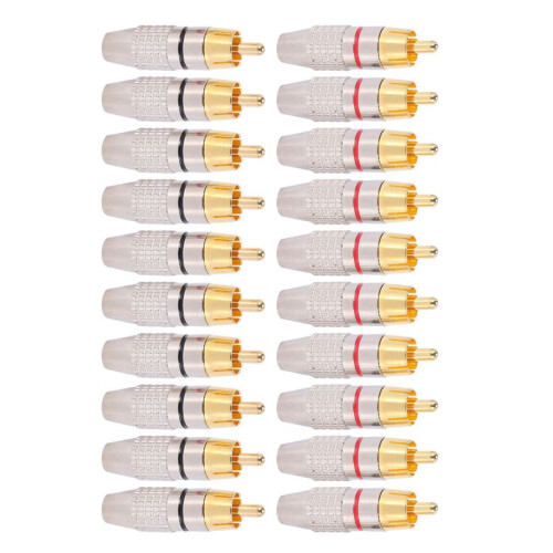 200 Pcs RCA Plug Audio Video Locking Cable Connector Gold Plated 1