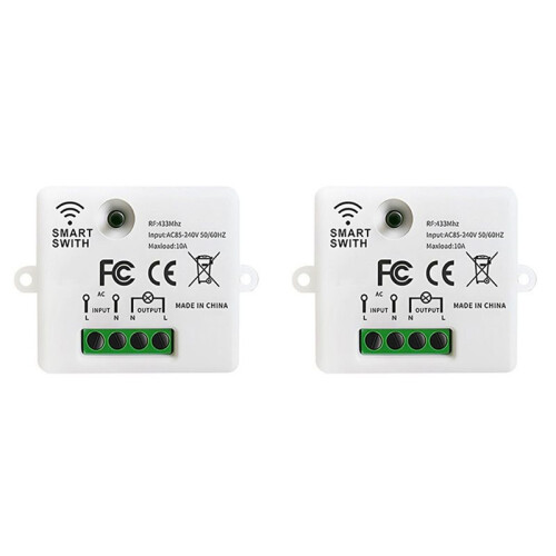 2X RF 433Mhz Light  Wireless Panel 10A   Remote Control Relay Receiver Module Transmitter for Bedroom