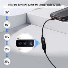 2X USB-C-auf--Power-Boost-Kabel Typ C auf PD 65 W Schnellladung, Einstellbares 5 V/9 V/12 V/15 V/20 V Boost-Konverterkabel