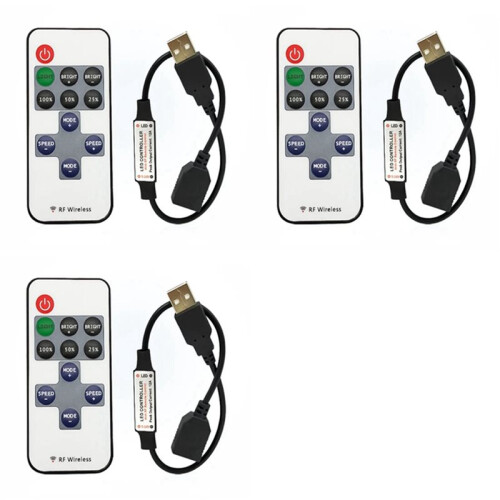 3X 11 Tasti LED Strip Controller  Dimmer RF Remote 5V USB Interface Controller per 5050/2835 Monocolore LED Strip