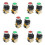 10Pcs 22mm Mount 10A 380V DPST Red Green Momentary Push Button 1